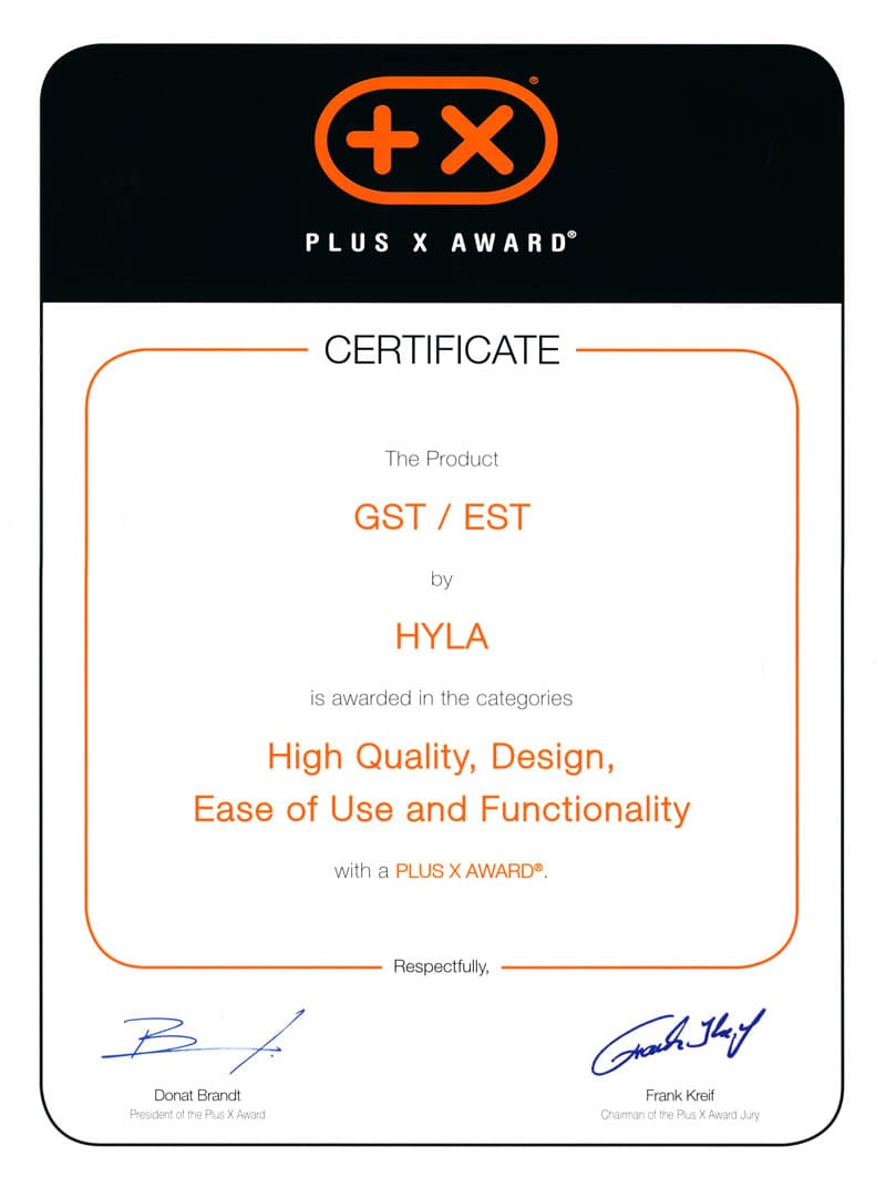 Certifikat HYLA – Plus X Award